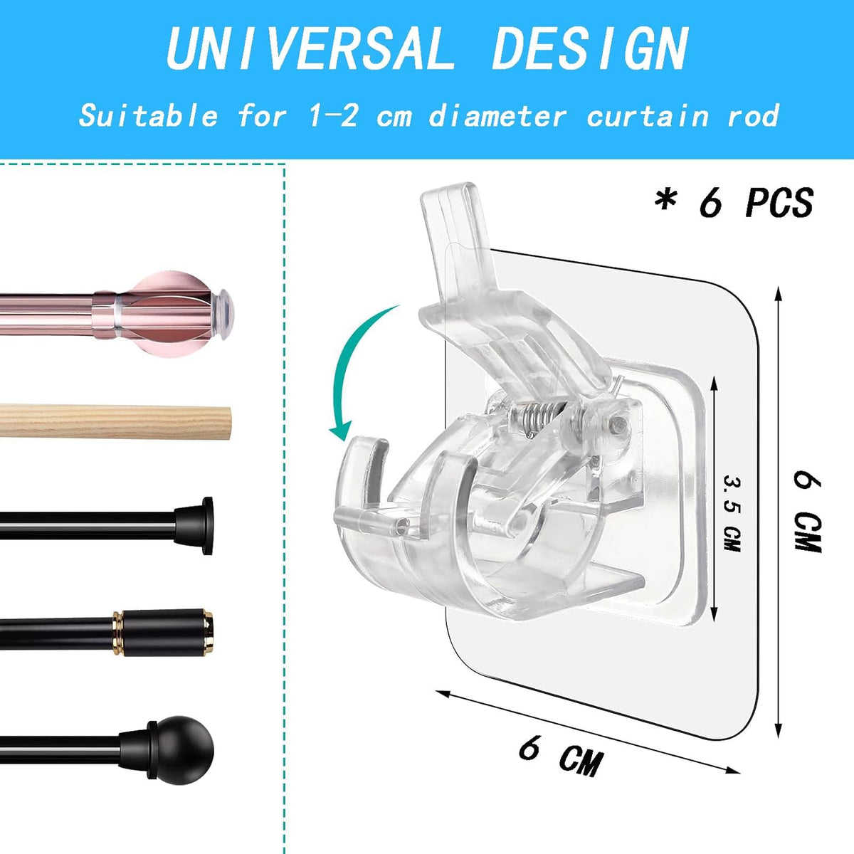Self Adhesive Curtain Rod Holder Clips |š„FLAT 50% SAVINGSš„